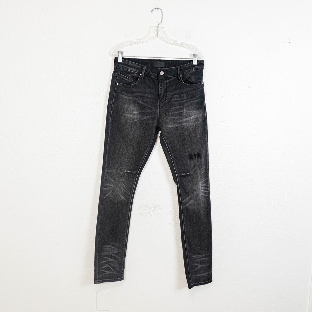 RtA Denim Olivier Skinny Jeans in Ash Grey wash distressed size 32